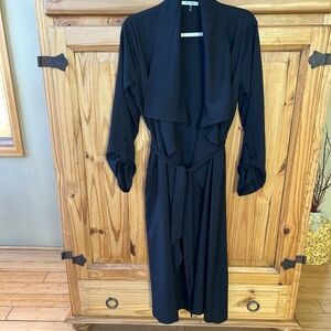 One Story Black Coat Wrap Style Lightweight Women's Size Large